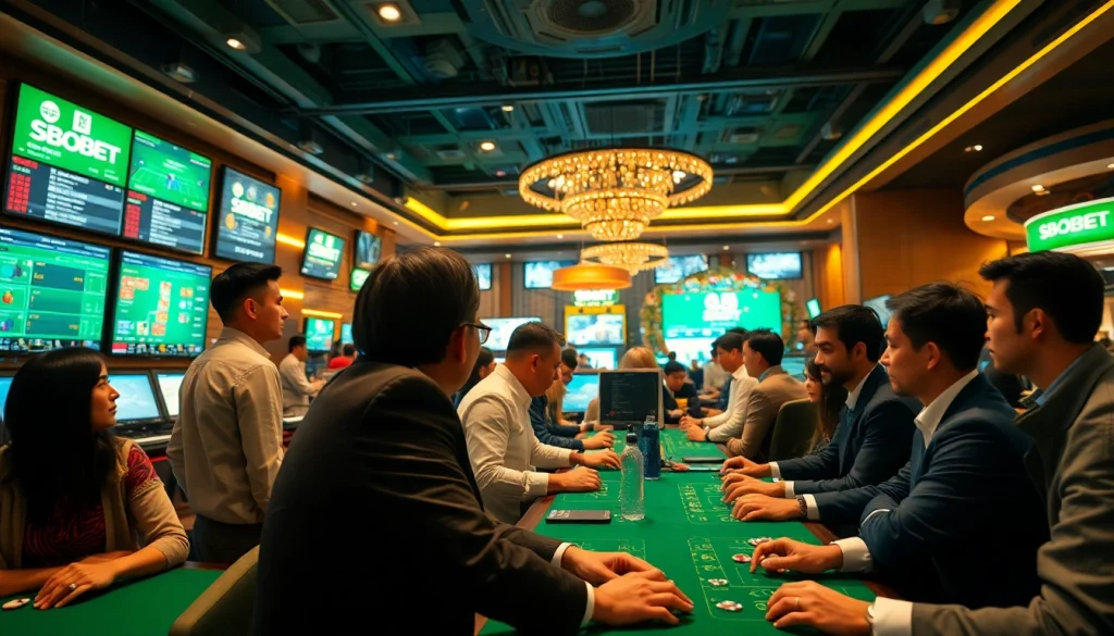 Engaging players enjoying SBOBET's diverse gaming options online, highlighting sbobet.dance.