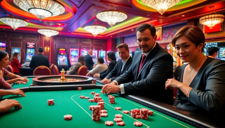 TG88 players enjoying poker and roulette in an elegantly designed casino environment.