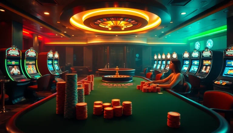 SX88-themed luxury casino scene showcasing thrilling poker action and vibrant gambling atmosphere.