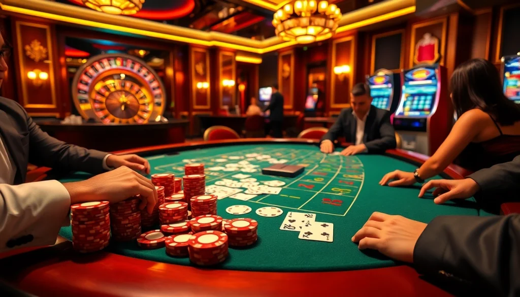 The exciting Vin 88 poker table experience with players in a vibrant casino setting