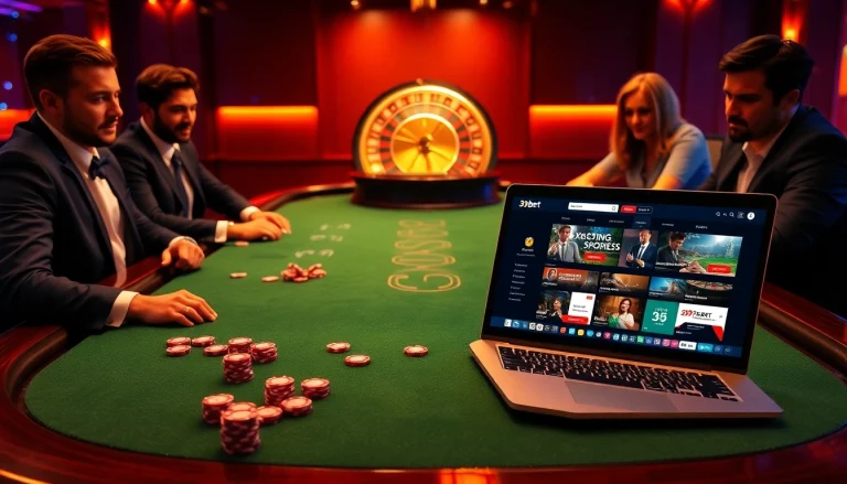 Exciting poker game at 39bet casino with vibrant ambiance and professional players.