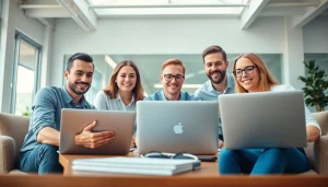 Team engaged in website development, demonstrating collaboration and creativity.