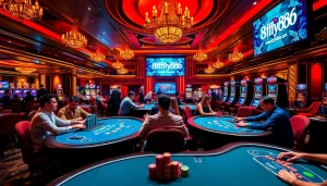 Experience the thrill of gambling at https://8fly886.com/ with vibrant poker tables and roulette.