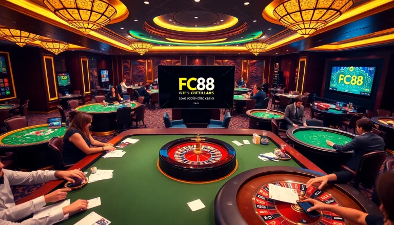 Experience high-stakes gaming at FC88 with thrilling casino tables and engaging online interfaces.