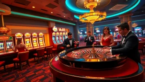 Experience excitement at Mu88 casino with stylish players at a roulette table.