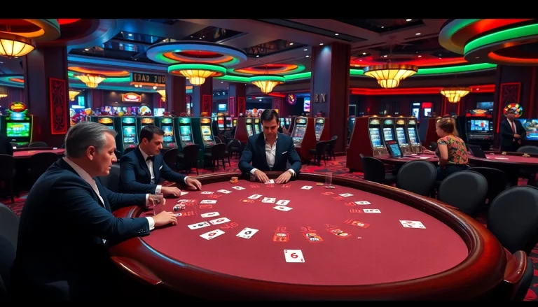 Experience the thrill of 22jl's high-stakes poker action with colorful chips and strategic gameplay.