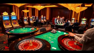 Experience high-stakes gaming with excitement at http://33winn.gold/ featuring elegant casino tables and players.