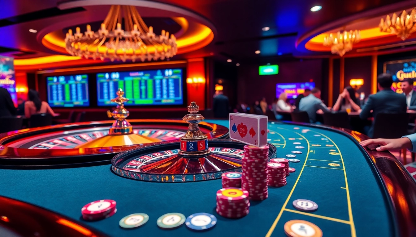 Engage in thrilling HITCLUB games at a luxurious casino table surrounded by vibrant atmosphere.