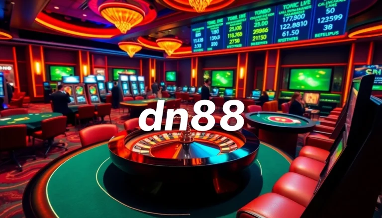 Experience the excitement of dn88 online gambling with stylish casino tables and lively slot machines.