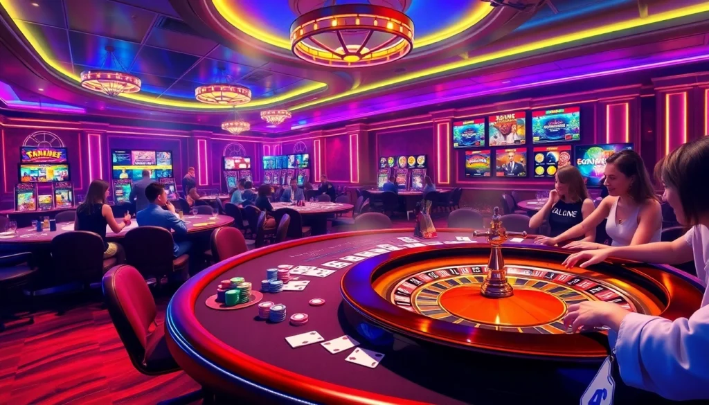 Experience thrilling gaming at 888new with vibrant tables and engaging players at a casino.