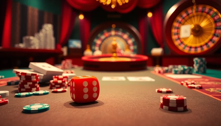 Thrilling gameplay with Tài Xỉu MD5 dice and casino atmosphere depicted in luxurious setting.