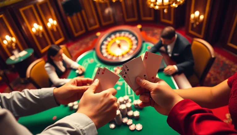 View an elegant gaming table at dom88.us.com with professional dealers, poker chips, and roulette wheel.