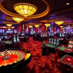 Engaging modern casino scene showcasing sunwin branded games and vibrant gambling activity.