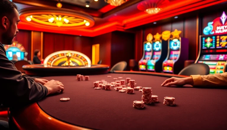 Engaging players in a luxurious casino table game featuring包网 strategies, vibrant chips, and roulette.