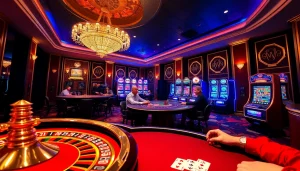 Players enjoying intense poker action and vibrant slot machines at https://88vv.jpn.com/ casino.