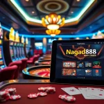 The vibrant gaming scene highlighting the official Nagad88 website, featuring players engaged in casino games.
