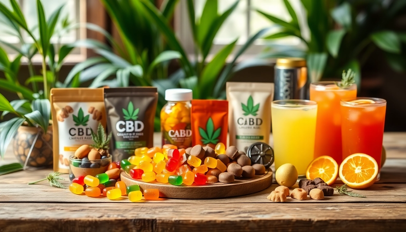 Showcase of Strongest CBD Edibles Online UK with vibrant gummies and chocolates.