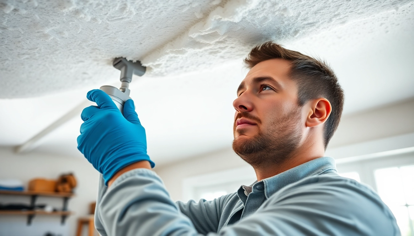Spray foam removal Portsmouth technician carefully working to remove insulation.