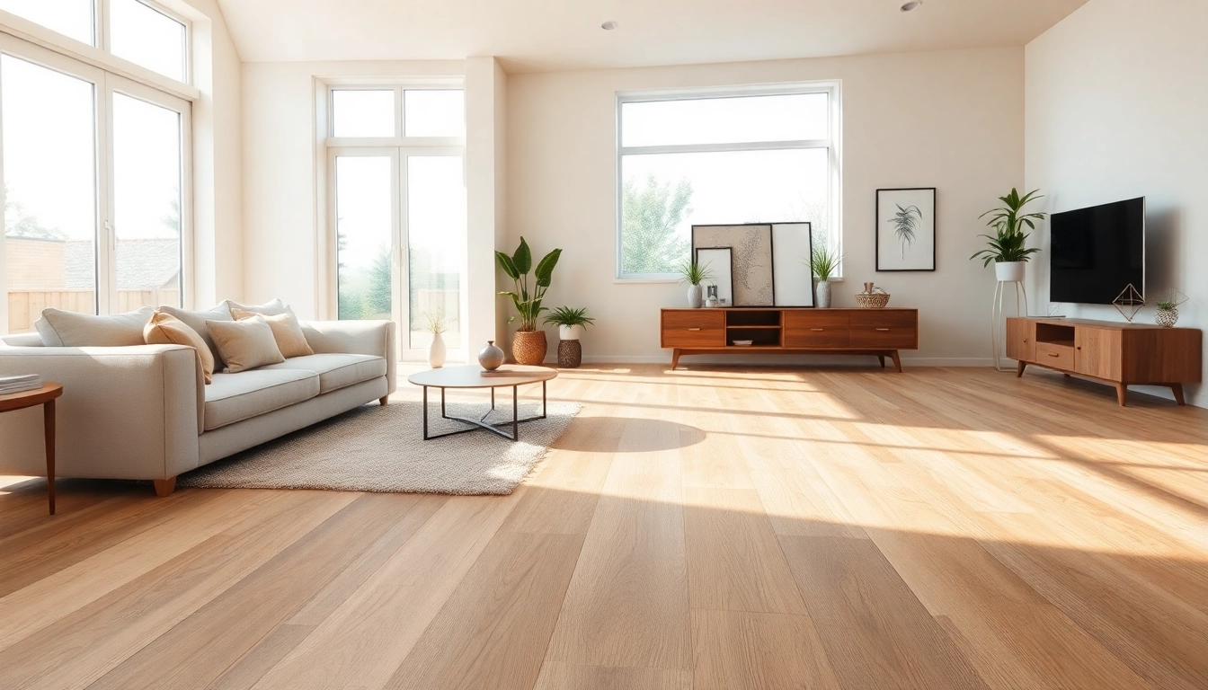 Showcase of waterproof vinyl flooring in a stylish, contemporary living room setting.