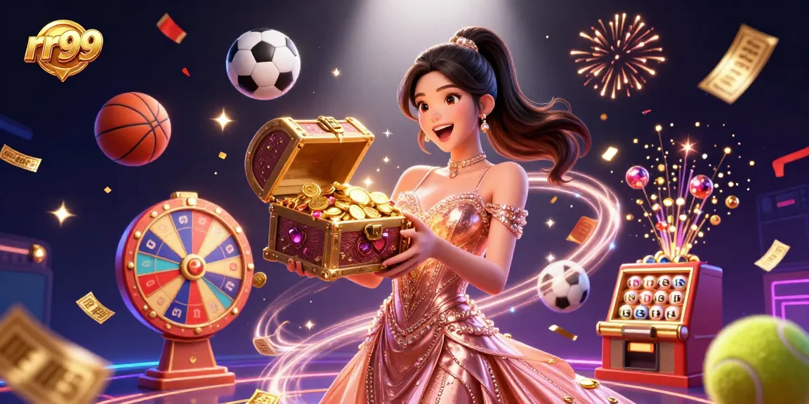 Win big prizes at rr99 with a vibrant scene of sports betting and lottery excitement!
