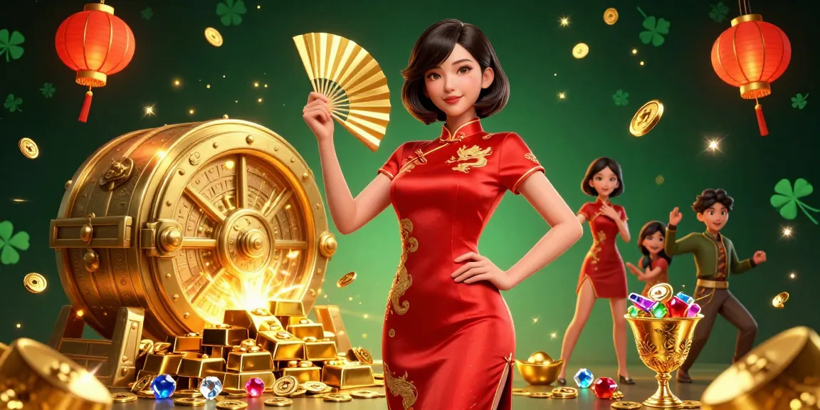 Experience thrilling gameplay at lc88comm with stunning visuals of vibrant casino elements and a beautiful mascot.