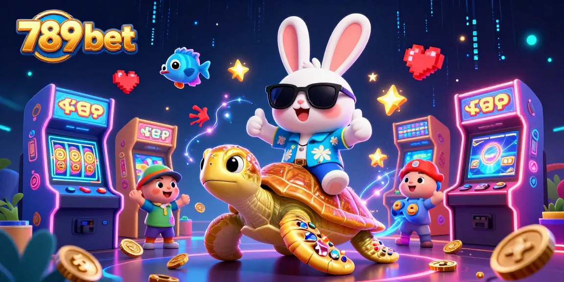 Experience thrilling gameplay with 789 bet featuring a lucky rabbit and golden turtle in a vibrant casino scene.