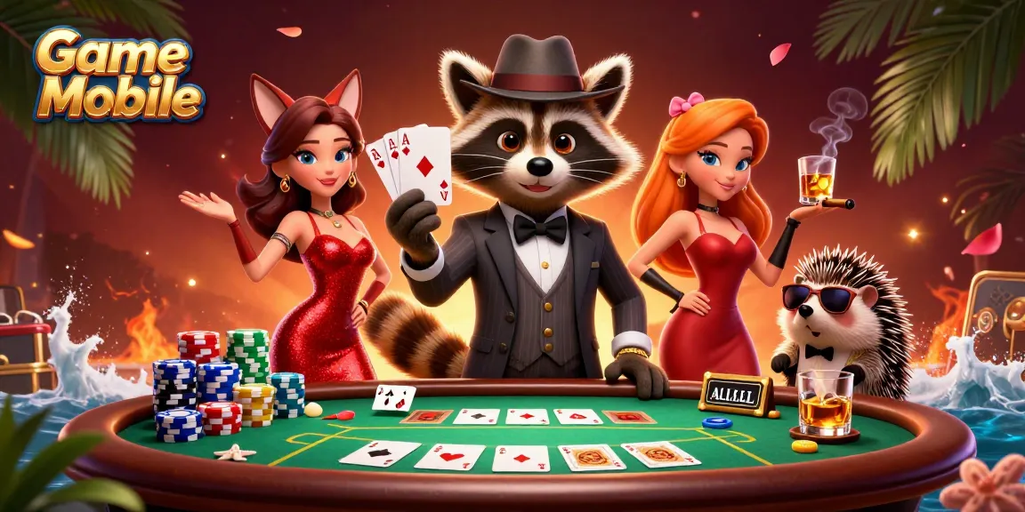 Engage with the exciting Game Mobile experience featuring unique characters and vibrant casino elements.